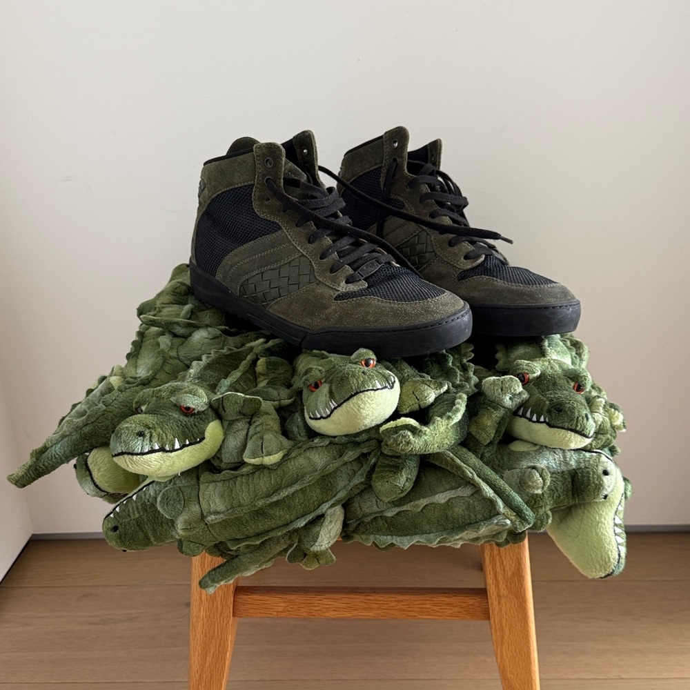 Bottega Veneta Green and Black High-Top Sneakers